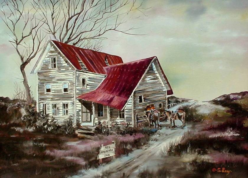 #59 Old House with Red Roof 18x24 (Sold)
